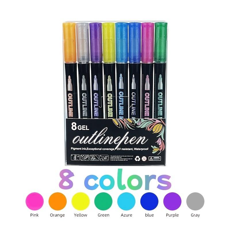 8/12 Цветов Двухлинейный Маркер-Ручка Outline Paint Marker Pens Для Альбома Скрапбукинга Металлический Маркер Хайлайтер Рисование Раскрашивание Зарисовки