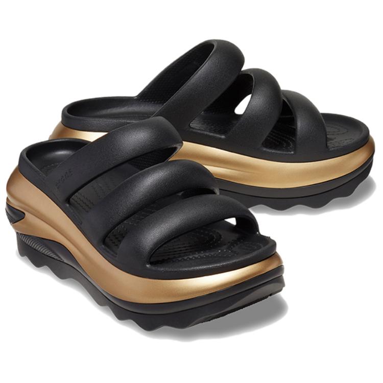 Crocs Нескользящие Износостойкие Нескользящие Износостойкие Шлепанцы для Скольжения Женские Черно-Золотые 210459-072
