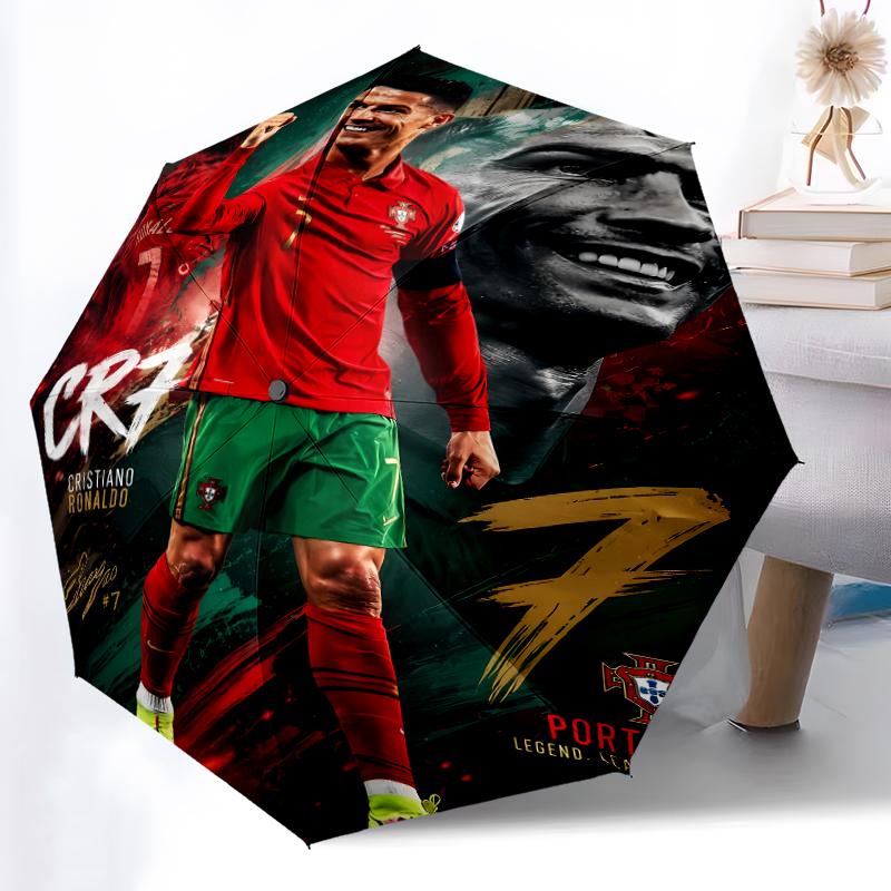 Printed Cristiano Ronaldo Folding Umbrella,Outdoor,Leisure,And Travel Umbrella,Durable Umbrella Fabric,Birthday And Holiday Gift