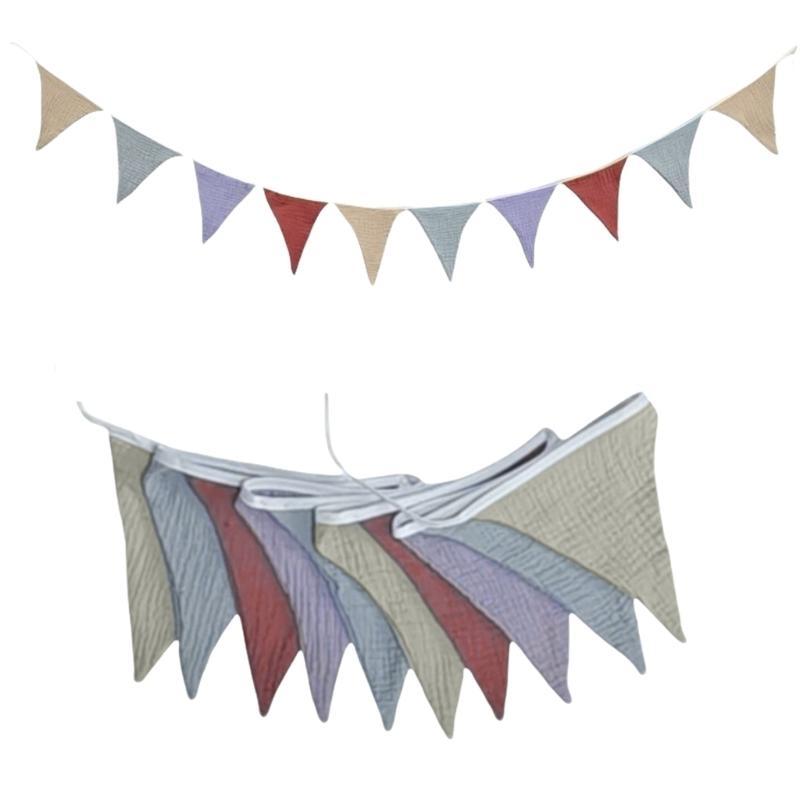 652F Cotton Pennant Bunting Flags Garlands Hanging Nursery Decors for Baby Shower