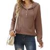 Autumn Winter Women's Loose Sports Knit Sweater, Long Sleeved Button Up Hooded Sweater