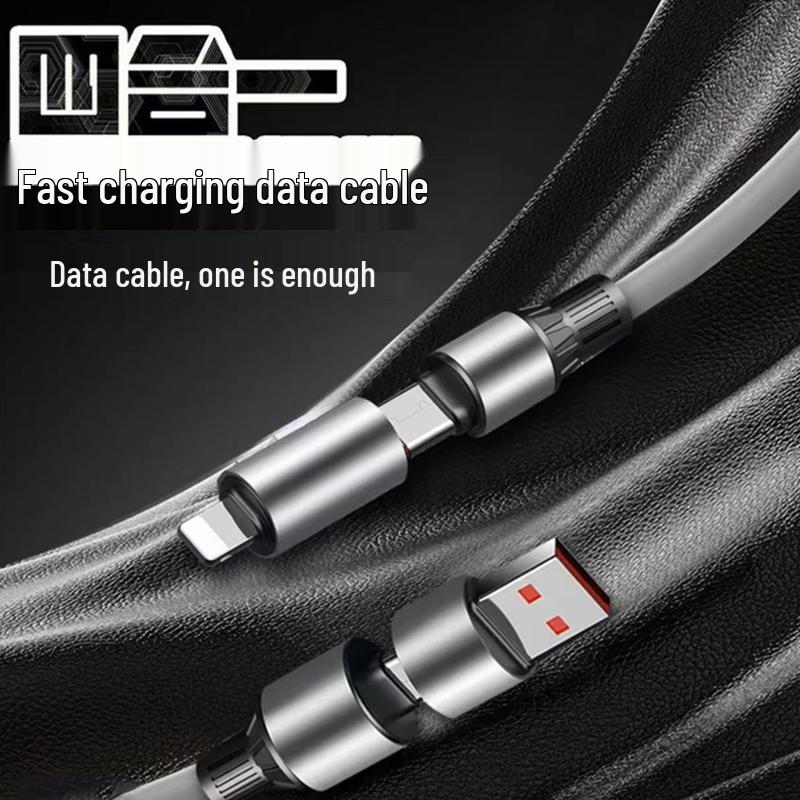 4-in-1 Fast Charging Data Cable for Apple, Type-C, Huawei, OPPO, Xiaomi, Honor Phones and Car Chargers