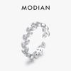 Real 925 Sterling Silver Simple Tree Leaf Band Lucky Guardian Adjustable Finger Ring For Women Party Fine Jewelry Gift