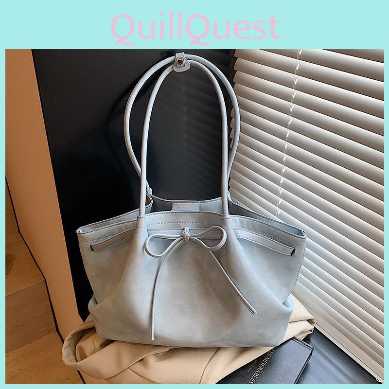 Цвет Однотонный Простой Декор в виде банта Плиссированный дизайн Женская Повседневная Сумка на плечо Тоут