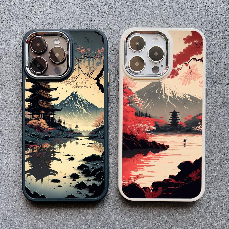 Японский Эстетичный Чехол для Телефона с Пейзажем Горы Фудзи Для iPhone 13 12 11 Pro Max 14 7 8 Plus XR XS X 15 16 Pro Max Силиконовый Чехол