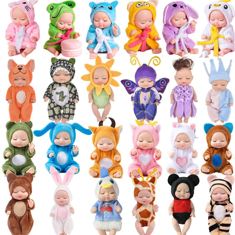 3.5in Bionic Sleeping Doll Palm Reborn Frog Dog Bear Bjd Cute Animal Adjustable Joints Comfort Girls Toys Pajama Clothing Change