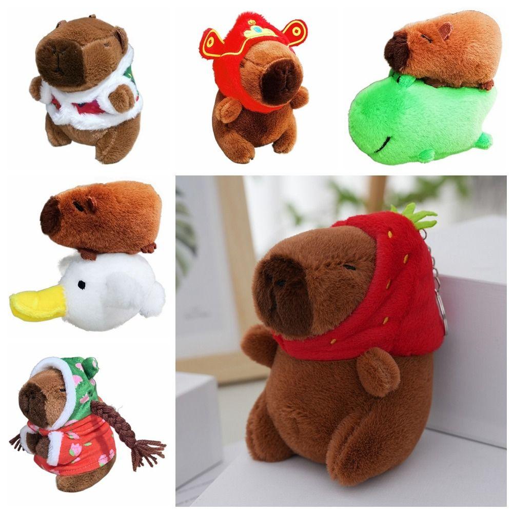 Multicolor Headgear Capybara Doll Cartoon Capybara Plush Capybara Keychain Birthday Gift