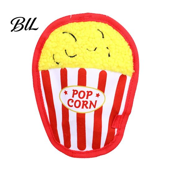 Dog Entertainment Toy Interactive Pet Toys Thickened Oxford Cloth Bite Resistant Squeaky Chew Hemmed Fabric with Sound Food Shapes Burger Pizza