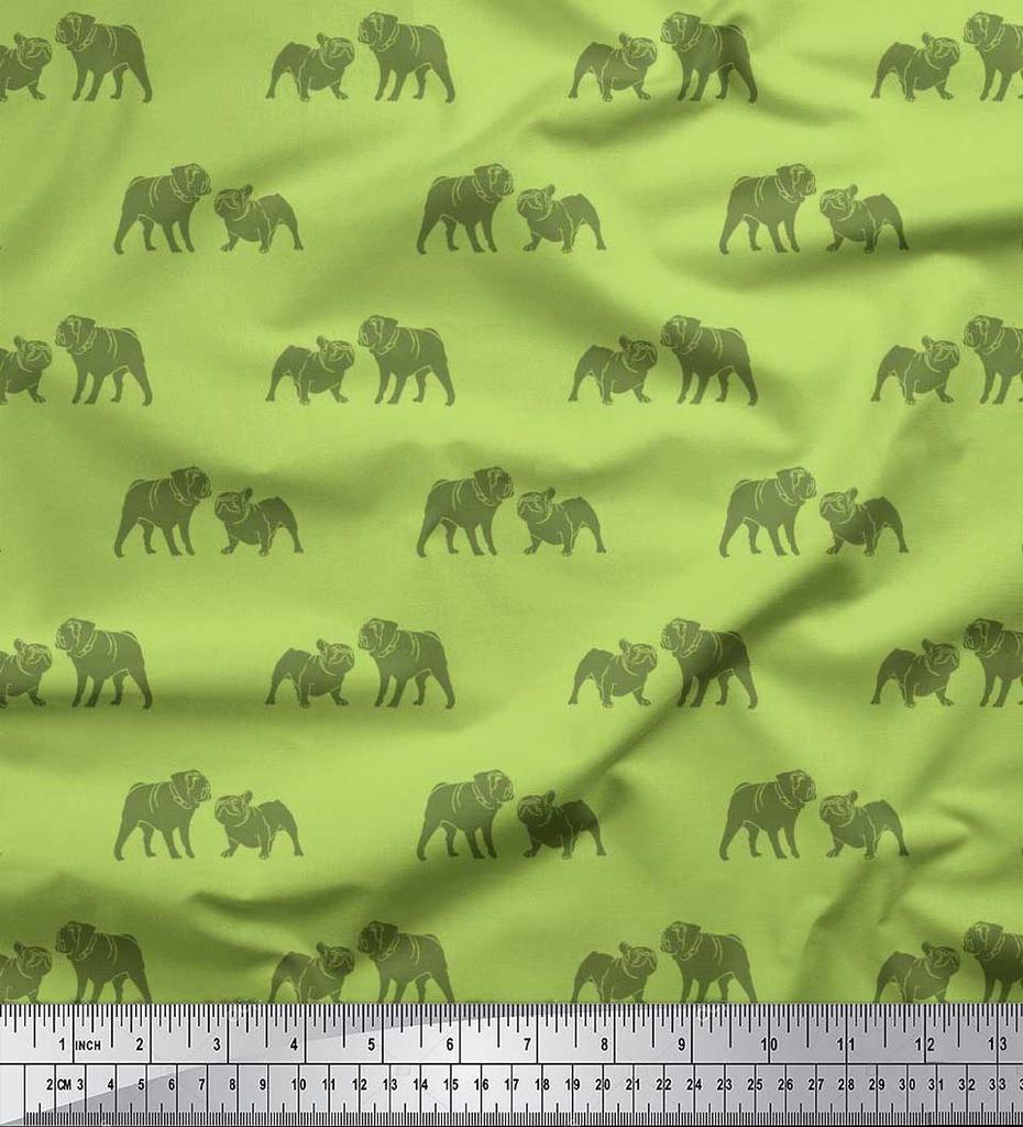 Soimoi Японская креп-сатиновая ткань с принтом Bull Dog на метр шириной 42 дюйма