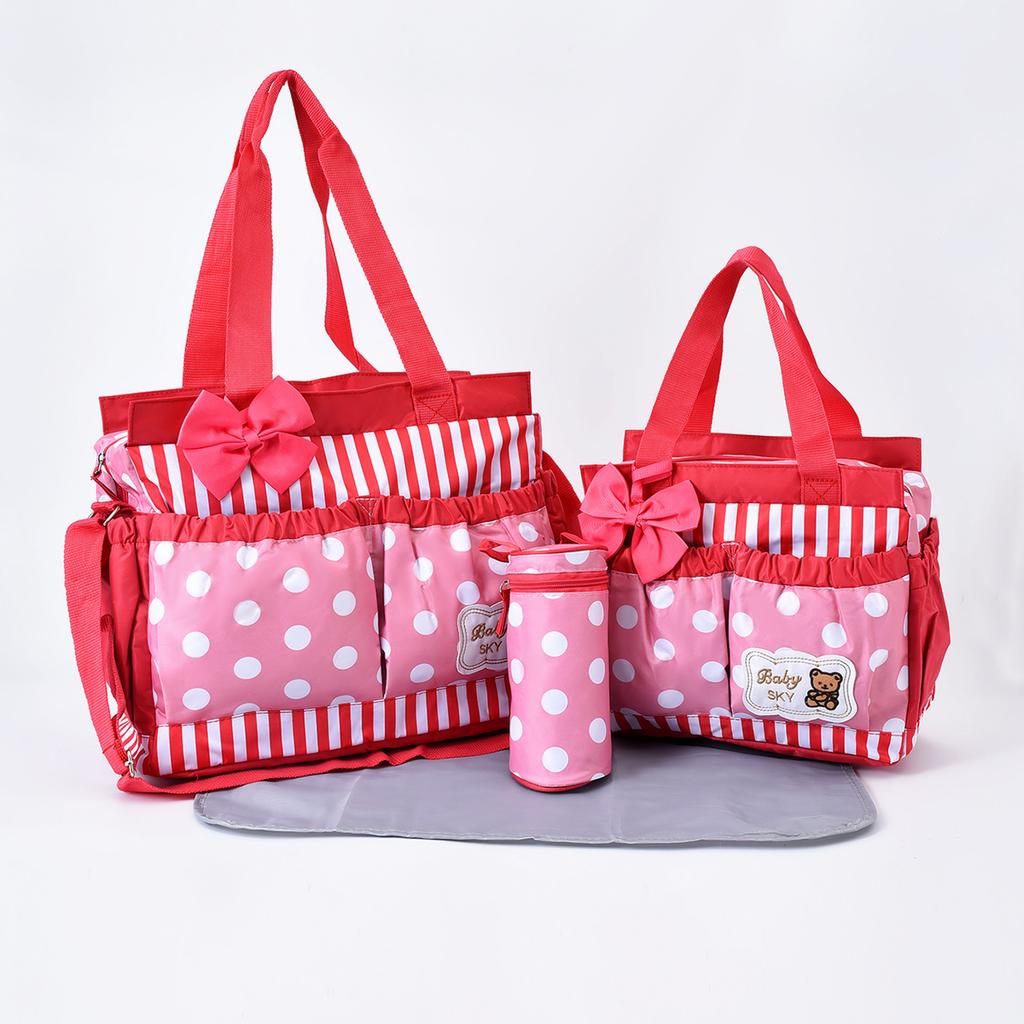 Модная сумка для мамы с принтом, набор из четырех предметов, многофункциональная сумка через плечо с большой вместимостью, сумка для подгузников для улицы