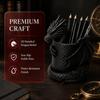 3D Printed Dragon Pen Holder Statue Realistic Fantasy Dragon Makeup Brush Box Gothic Black Plastic Stationery Holder Bedroom