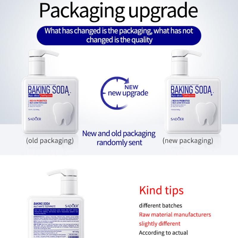 Зубная паста с насосом SADOER Пищевая сода Пробиотики Чистые зубы Свежесть рта