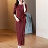 2023 Summer Wine Red Retro Lace Evening Dress
