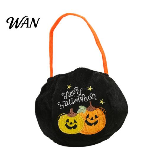 Soft Fabric Halloween Bag Trick or Treat Bucket, 9.8x5.9 Inch Pumpkin Witch Black Cat Plush Large Capacity Candy Holder Tote Bag, Basket with