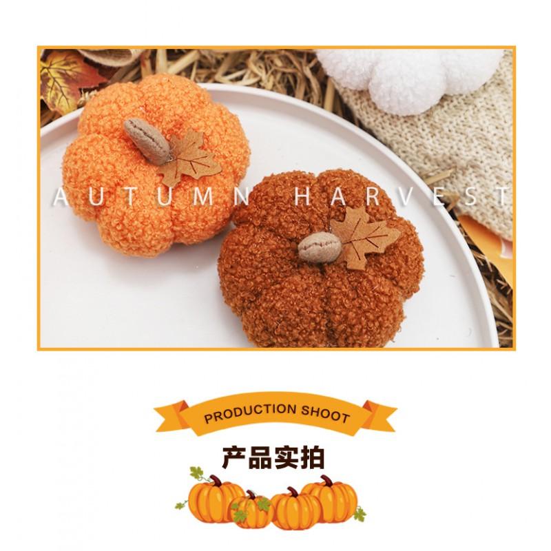 Halloween Plush Pumpkin Decor Harvest Thanksgiving Fabric Table Window Scene Decoration