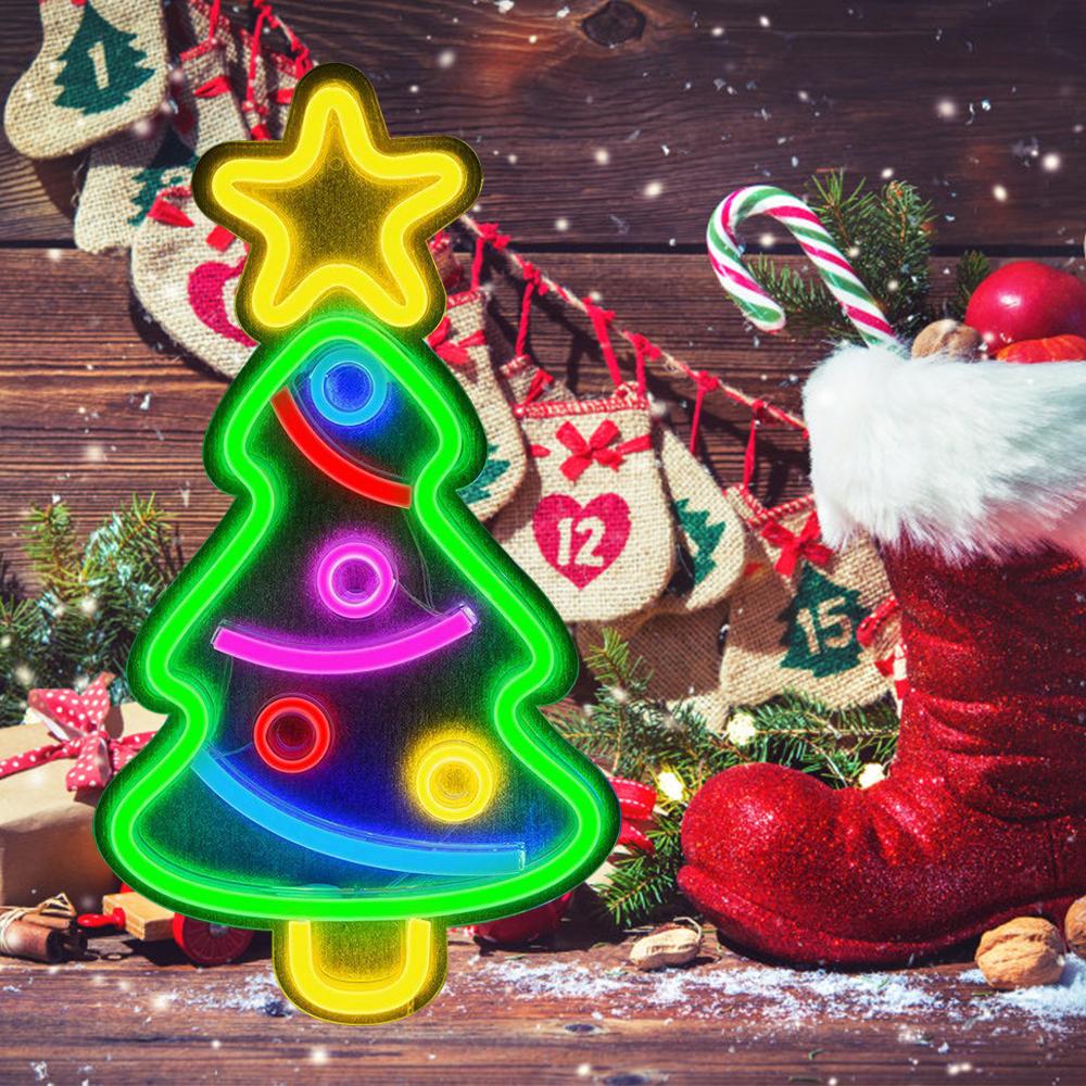 Светодиодные неоновые огни в форме рождественской елки, световой знак, USB-ночник, украшение для вечеринки, свадьбы, вечеринки