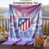 Flannel Blanket Atletico Madrid Print Custom Name Text Soft Throw for Sofa Bed