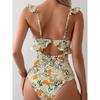 New Sexy Monokini One-piece Monokini Stylish Ruffle Edge Monokini Swimsuit for Women O- Neck Quick Dry Bikini Set