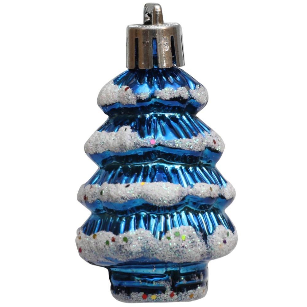 6Pcs/Box Painted Cedar Christmas Tree Ornament Plastic Christmas Decorations