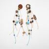 Silver Needle Wood Bead Stone Geometric Tassel Earrings Bohemian Vintage Vacation Stud Earrings Niche Premium Earrings