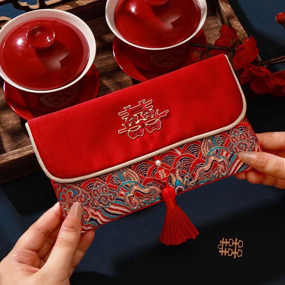 Brocade Cloth Tassel Brocade Red Envelope Spring Festival New Year Money Bag Wedding Birthday