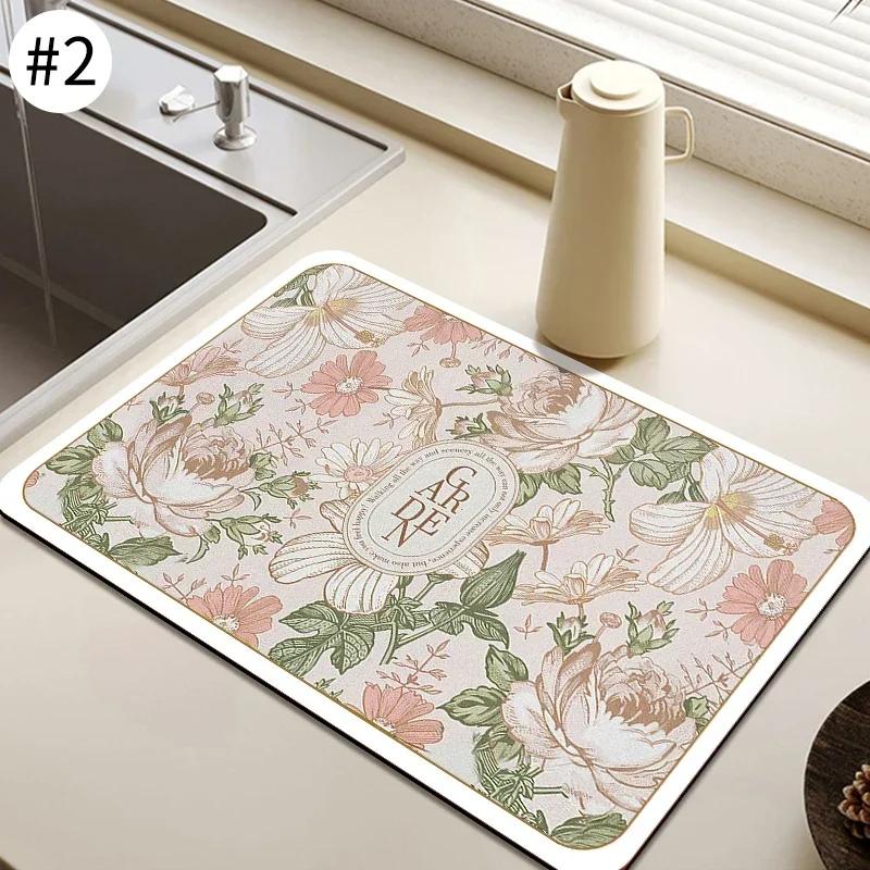 Black Marbling Super Absorbent Tableware Dish Drying Mat Kitchen Bottle Anti-slip Rug Luxury Kettle Dinnerware Bar Counte