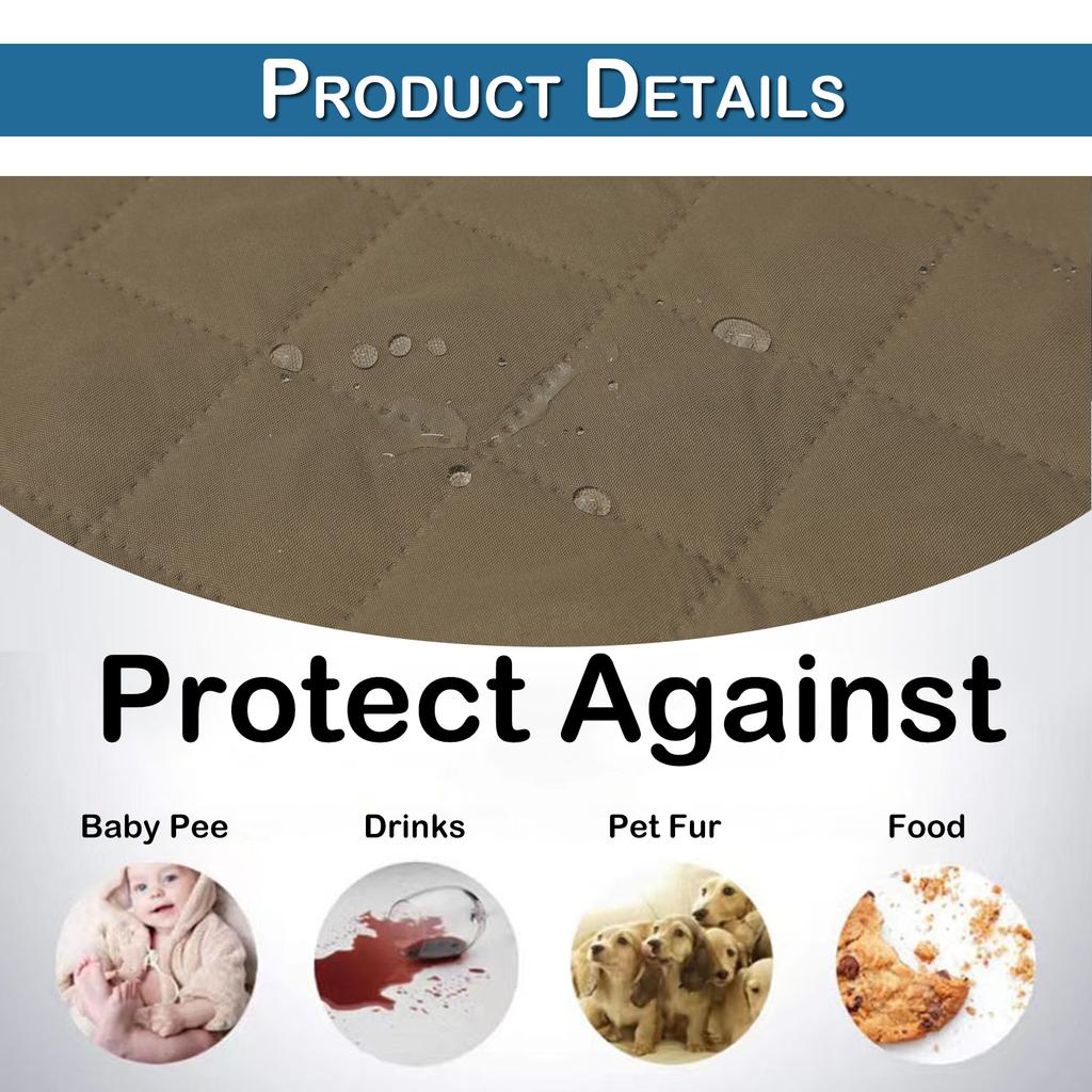 Water Repellent Quilted Arm Sofa Covers Waterproof Reversible Slipcover Washable Pet Protector Mat Furniture for Living Room