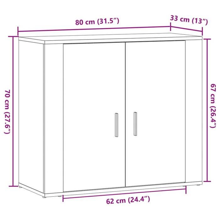 VidaXL Buffet vieux bois 80x33x70 cm bois d'ingénierie, meuble de rangement, meuble de rangement de cuisine, meuble de 857073