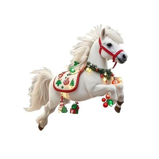 Элегантные белые деревянные украшения в виде лошадей, декор для рождественской елки с подвесными веревками, деревенские праздничные украшения
