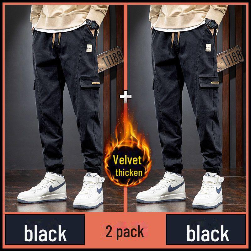 Men's Winter Fleece-Lined Cargo Harem Pants - Loose Fit, Trendy, Plus Size