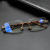 Модные анти-синие очки для чтения без оправы с алмазной оправой, мужские квадратные очки, очки для пресбиопии