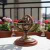 12.7 Cm Brass Armillary Sphere Globe On Wooden Base Nautical Desk Decor