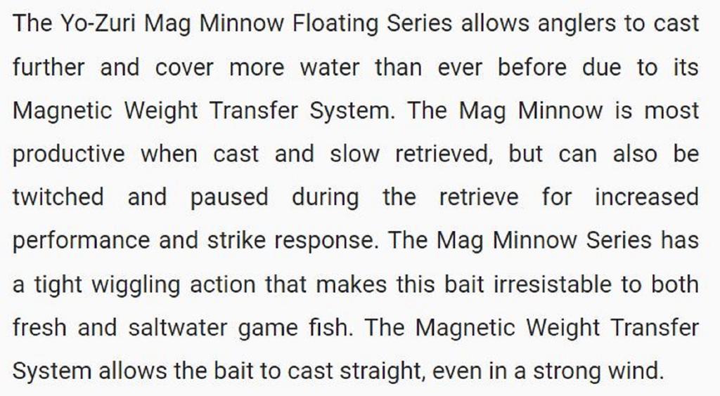 Yo Zuri Mag Minnow 125 Floating Lure R1140-HBL (3698)