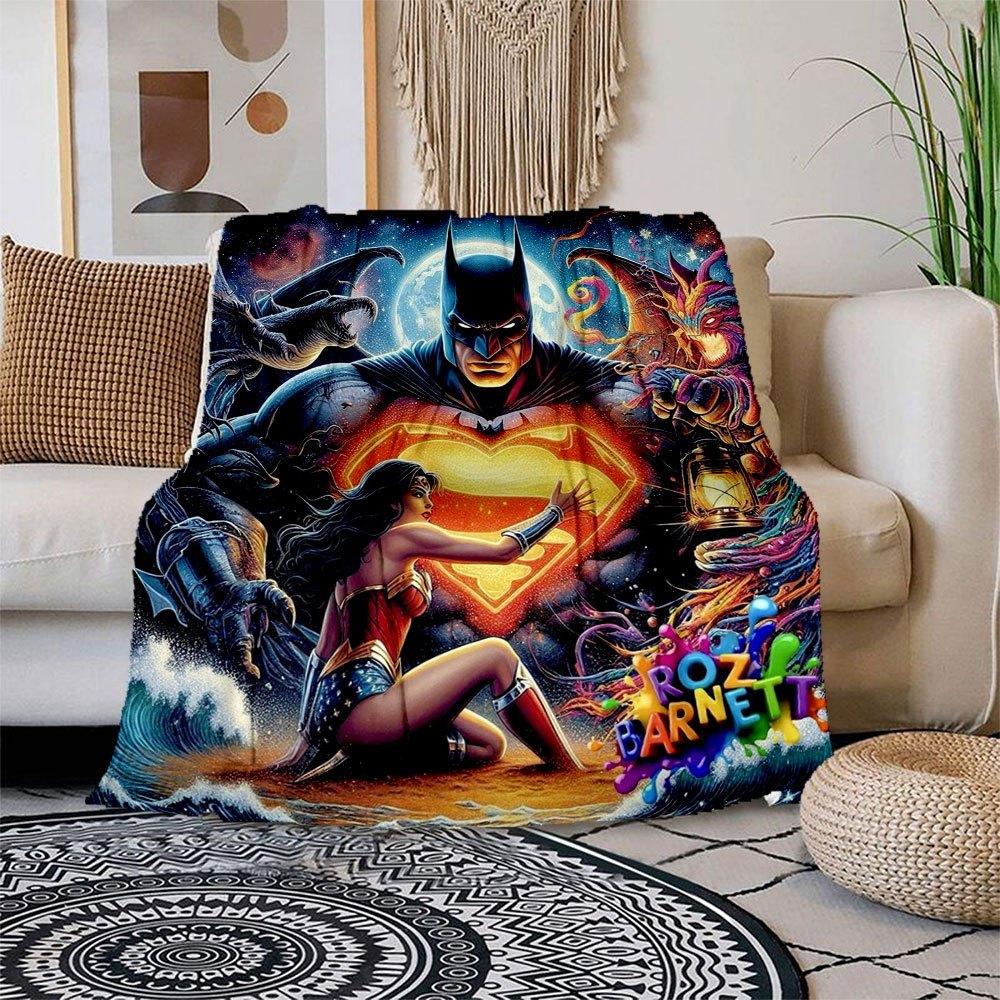 Batman vs Superman: The Ultimate Battle Poster PrintBlanket Flannel Throw Blanket for Sofa, Bed, Travel, Camping, Office, Couch, Chair