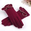 Wool Gloves Plush Warm In Autumn and Winter Wool Bow Points To Women's Touch Screen Gloves Warm In Winter