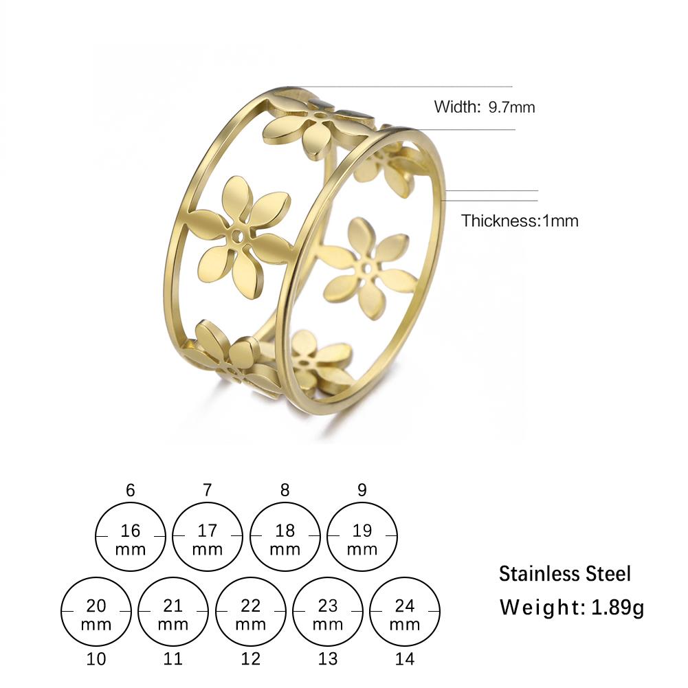 Stainless steel fashion women's hollow ring Lotus elegant romantic high quality design jewelry Valentine's Day anniversary gift