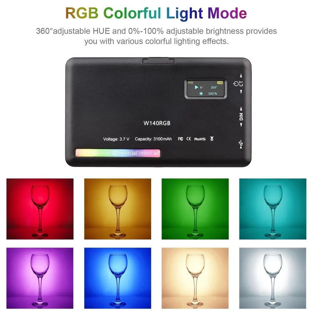 W140 RGB LED Видеосвет Комплект Карманное Освещение для Видеоконференций 2500K-9000K Регулируемая Яркость