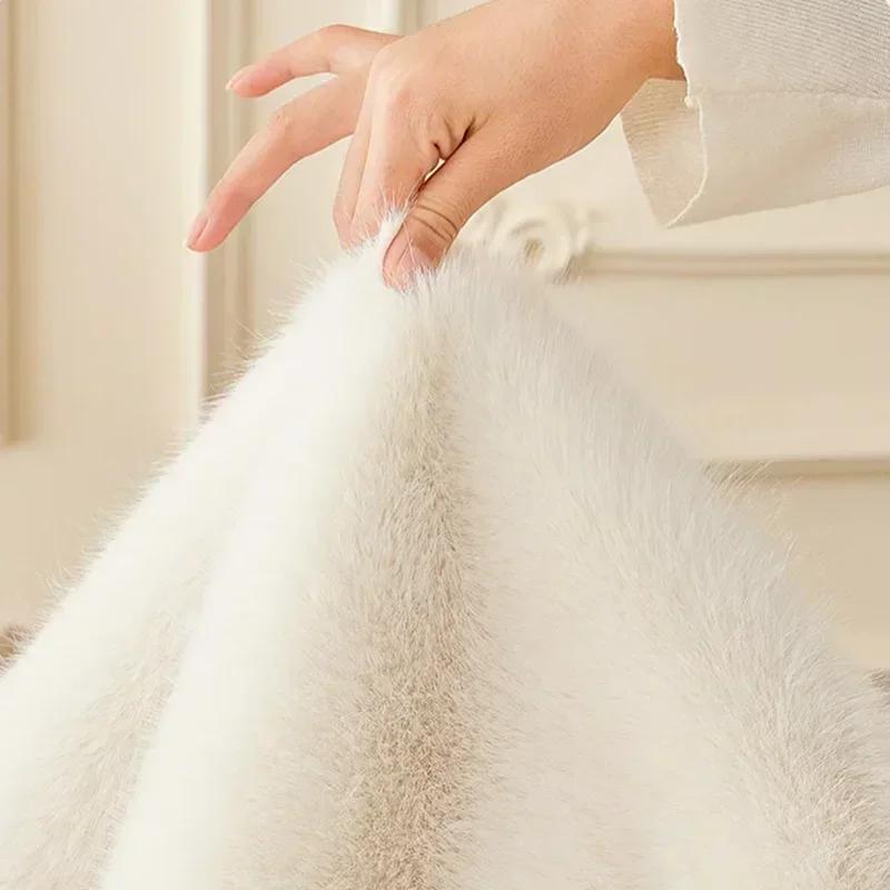Artificial Rabbit Plush Sofa Cover Universal Soft Sofa Towel Covers Non-slip L Shape Sofa Blanket Couch Cushion Mat Living Room