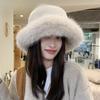 High End Imitation Fur Mink Fur Fluffy Fisherman Hat Lady Lady Style Big Head Plush Hat Winter Warm Hat