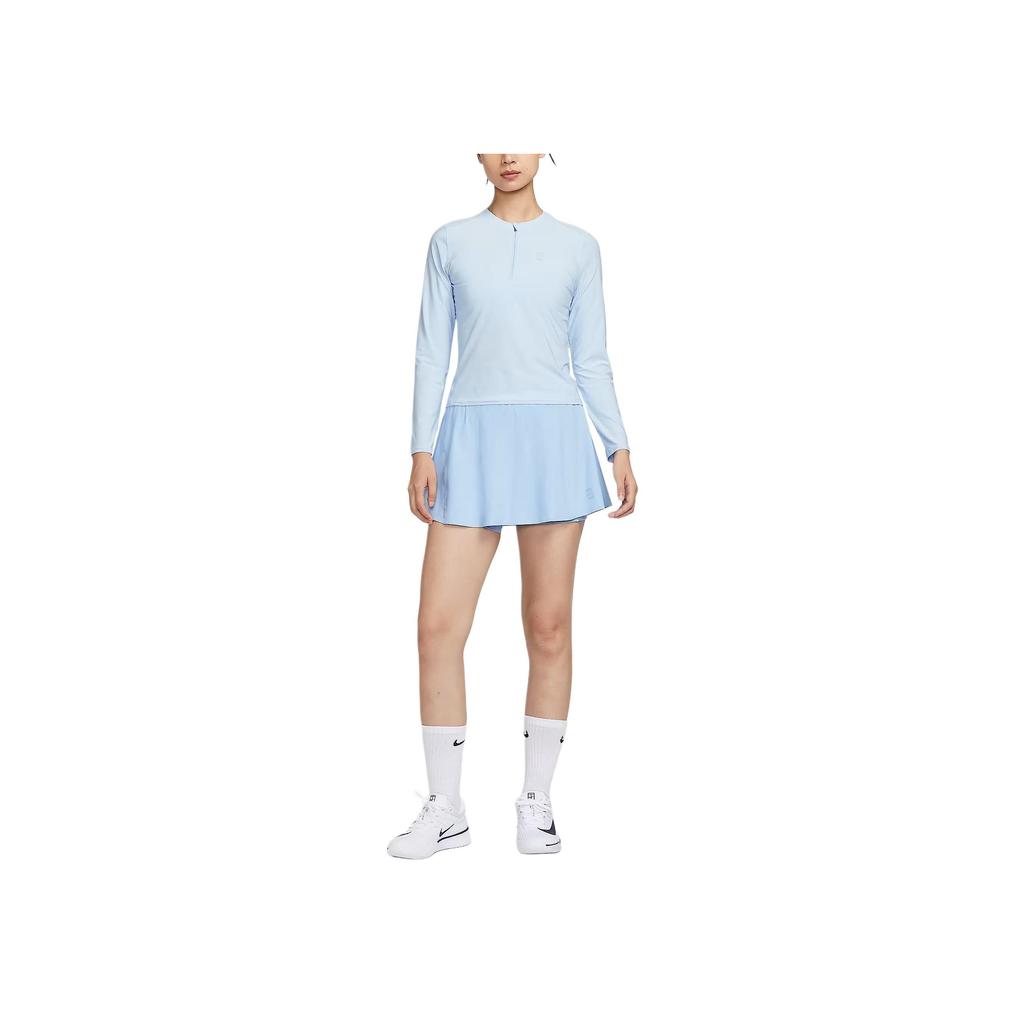 Nike Court Advantage Dri-FIT Однотонная Приятная к коже Удобная Быстросохнущая Теннисная рубашка Женские топы Небесно-голубой FZ6738441