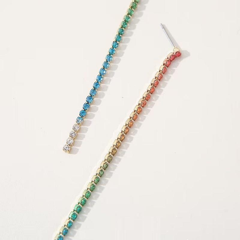 Длинные серьги с кисточками из цветных страз для женщин, блестящие серьги-подвески из кристаллов для свадебной вечеринки