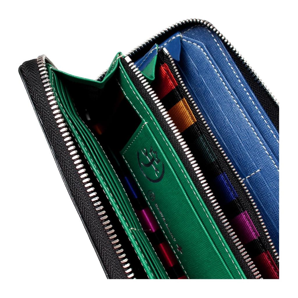 Длинный кошелек с круглой молнией из натуральной кожи, сорт 034616 Длинный кошелек из коровьей кожи зеленого цвета [Castelbajac] Мужской [05]