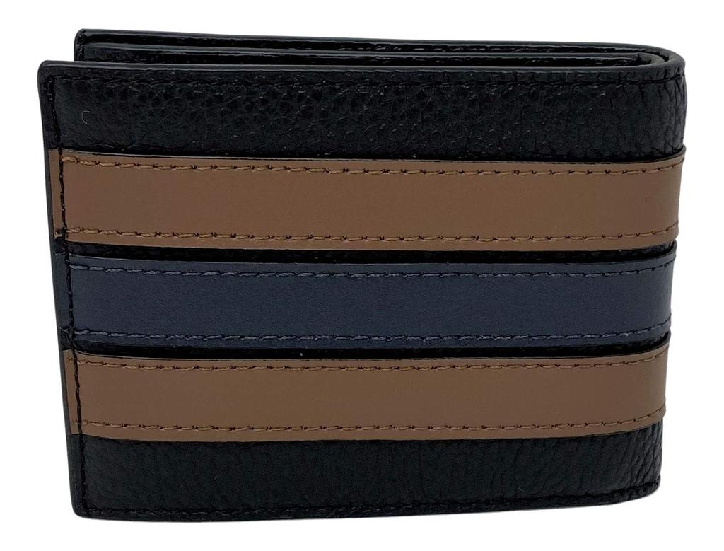 Coach Тонкий бумажник с полосками Varsity Slim Wallet для мужчин, черный,