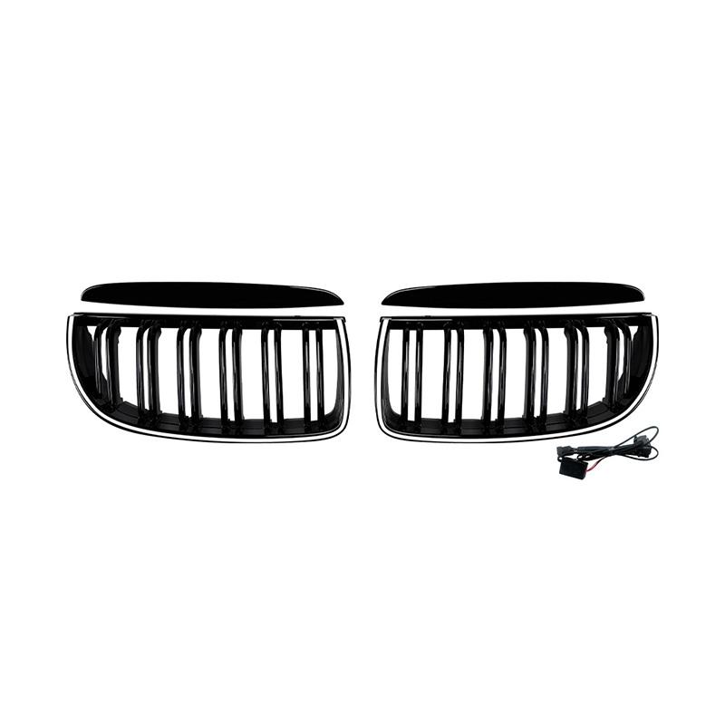 Для BMW 3 серии E90 E91 2005-2008 Высококачественная ABS Однорядная и Двухрядная Светодиодная Решетка Радиатора Передние Гоночные Решетки Глянцевый Черный
