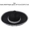 Corned Mexican Hat with Skull Design & Metallic Braid, Wide Brim Festival Accessory for Halloween Carnival Themed Parties