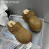 Платформа Высокий каблук Тапочки Женские замшевые туфли-мюли Женские 2025 Тренд Зима Новые Теплые Повседневные Модные Снежные Ботинки Mujer Zapatos