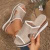 Summer New Women's Sandals with Slope Heel Thick Bottom Solid Color Slippers Canvas Casual Lightweight Outerwear Sandals for Women