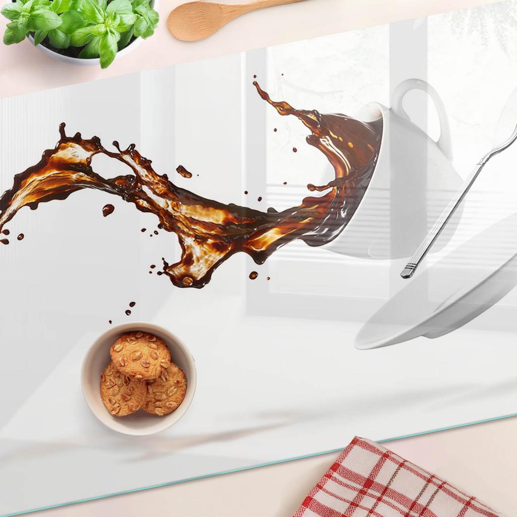 Kitchen Multifunctional Decorative Glass Board Spilled Coffee 80x52 cm