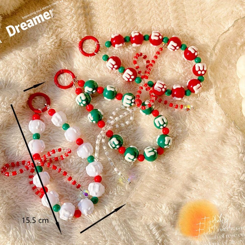 Christmas Bag Pendant Keychain Beaded Phone Lanyard Lovely Phone Charm Rope