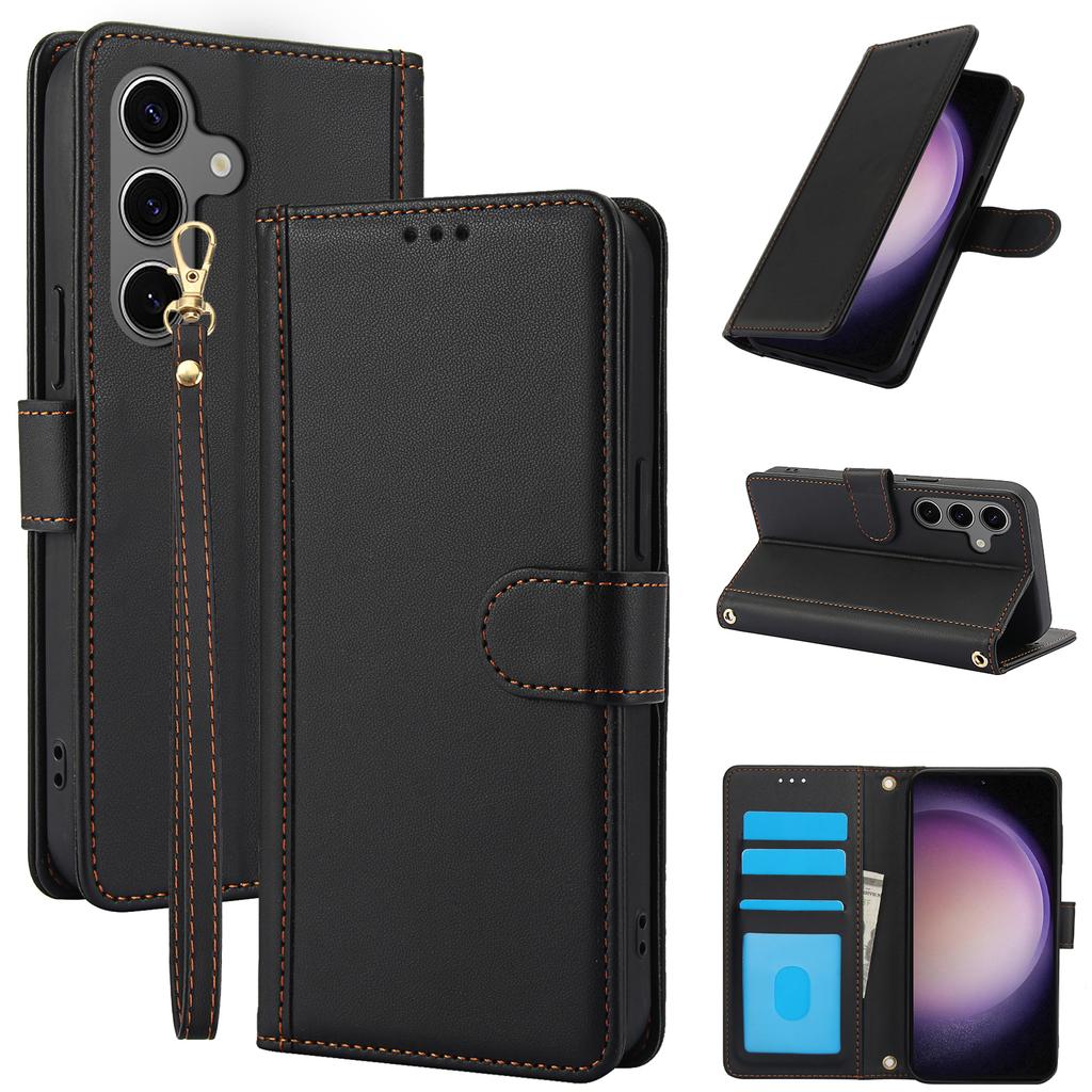 For Samsung Galaxy S26 /S26 Pro Case PU Leather Stand View Phone Wallet Cover with Hand Strap